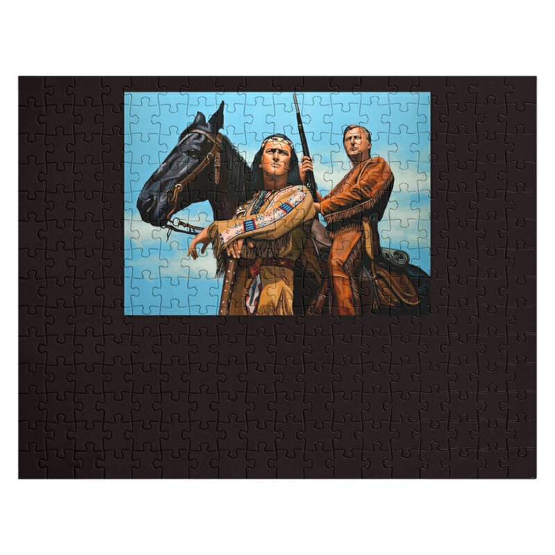 Winnetou and Old Shatterhand Painting Classic T-Shirt Jigsaw Puzzle Personalised Jigsaw Custom Wooden Gift Wooden Puzzle Boxes