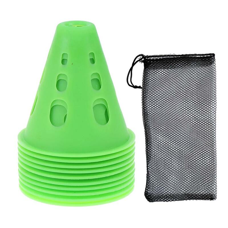 10pcs Windproof Conical Barrel Soccer Training Sign Skateboard Obstacle Tools Skating Training Roller Football Skating Roll W0Z2