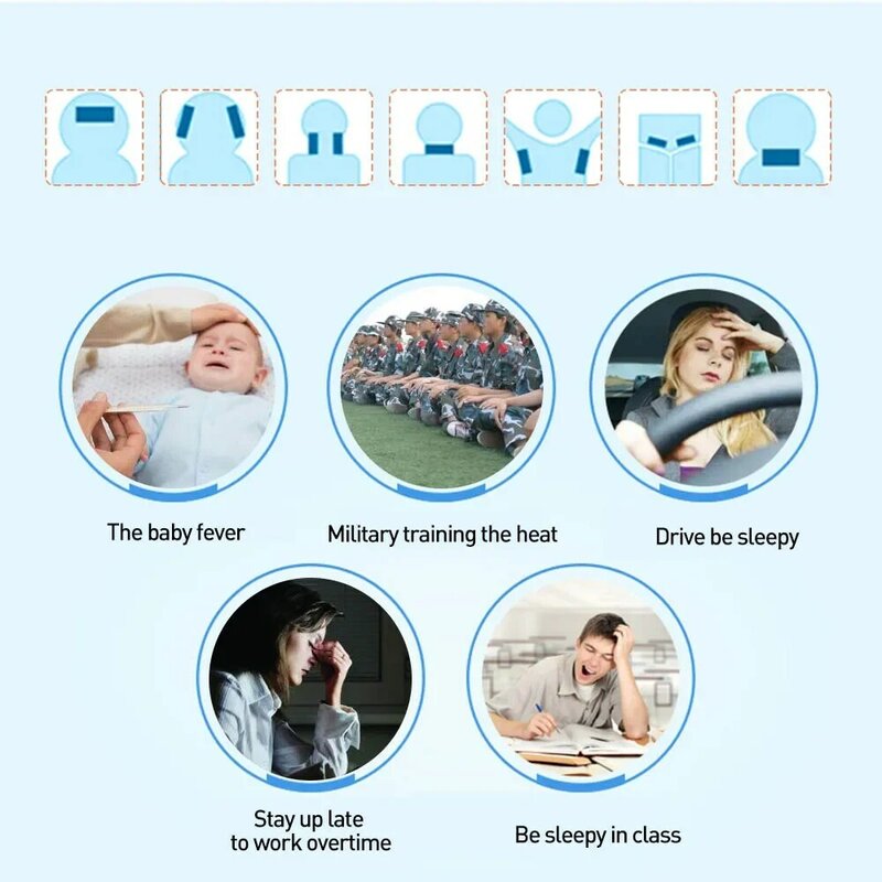 7 Stuks Koeling Patches Volwassen Baby Koorts Naar Beneden Medische Gips Migraine Hoofdpijnpad Lagere Temperatuur Sticker C1619