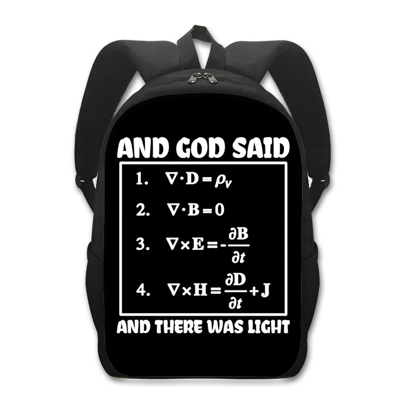 재미있는 수학 공식 과학 유머 백팩, 기하학 대수 식 어린이 학교 가방, 십대 데이팩 학생 책 가방