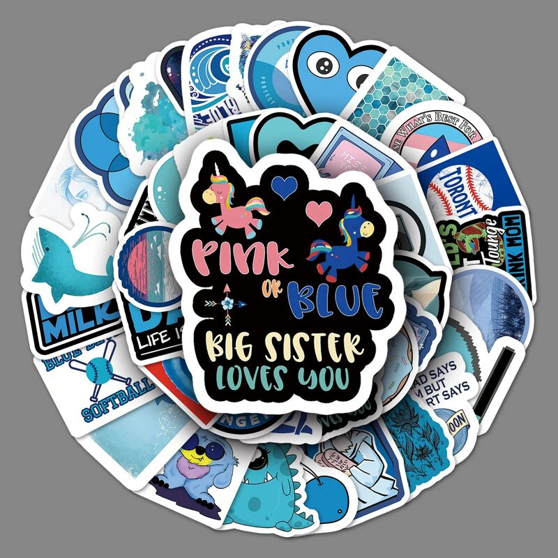 59Pcs Cartoon Blue Element Series Graffiti Stickers Suitable for Laptop Helmets Desktop Decoration DIY Stickers Toys Wholesale