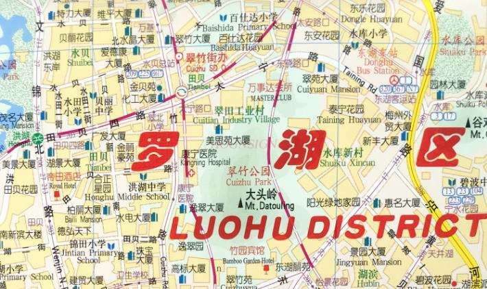 Mapa Shenzhen chińsko-angielskie tłumaczenie mapa uliczna dzielnicy miasta Shenzhen mapa ruchu mapa mapa drogowa przewodnik