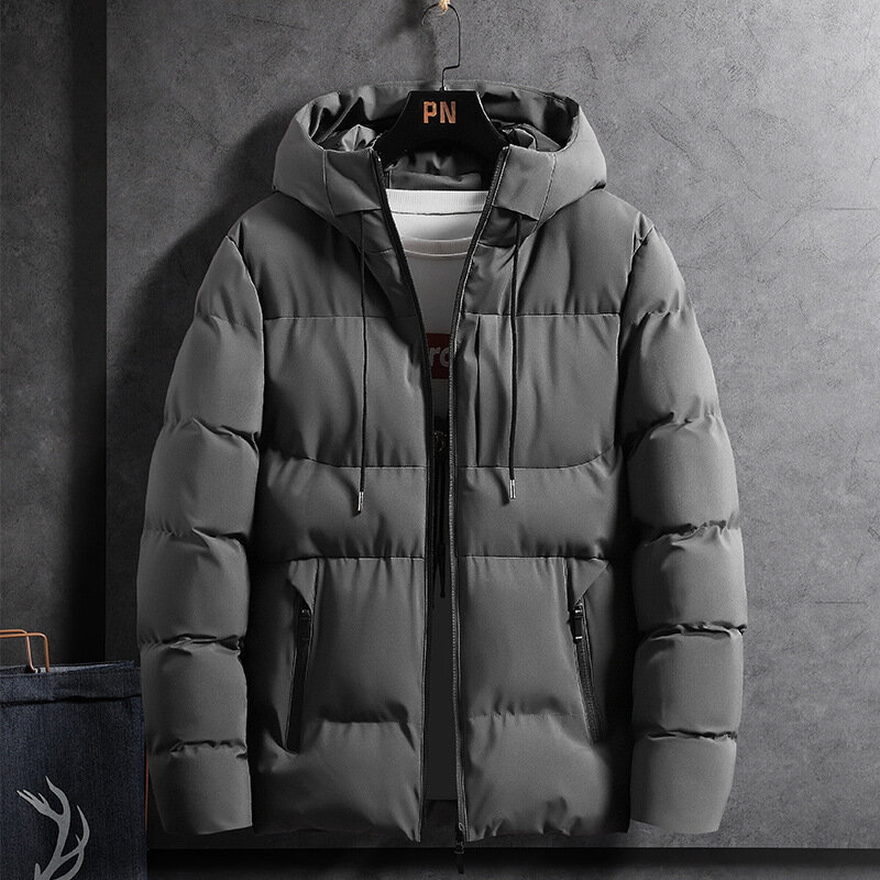 Plus rozmiar 4XL męska zimowa gruba kurtka ciepły płaszcz moda na co dzień solidna kolorowa bawełniana kurtka z kapturem męska wyściełana kurtki outdoorowe