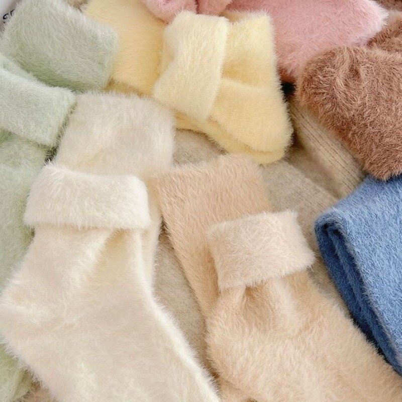 Calcetines de lana de oveja para mujer, medias térmicas súper gruesas, suaves, sólidas, contra el frío y la nieve, Invierno