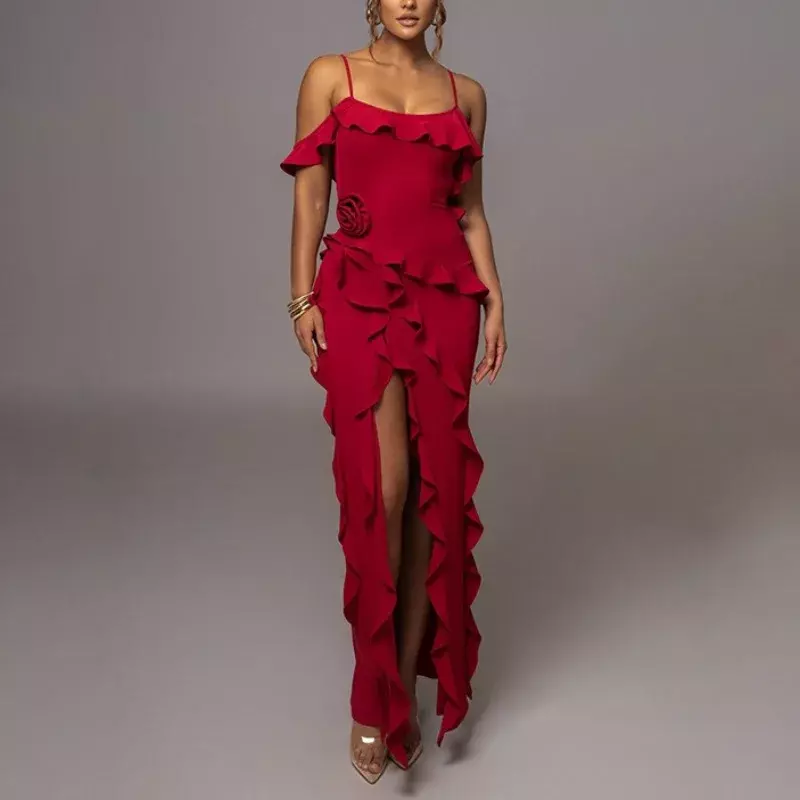 Damska impreza okolicznościowa sukienka wieczorowa z nieregularnym rozcięciem sukienka z odkrytymi plecami jednolite kolory nowa moda eleganckie sukienki YWFD013