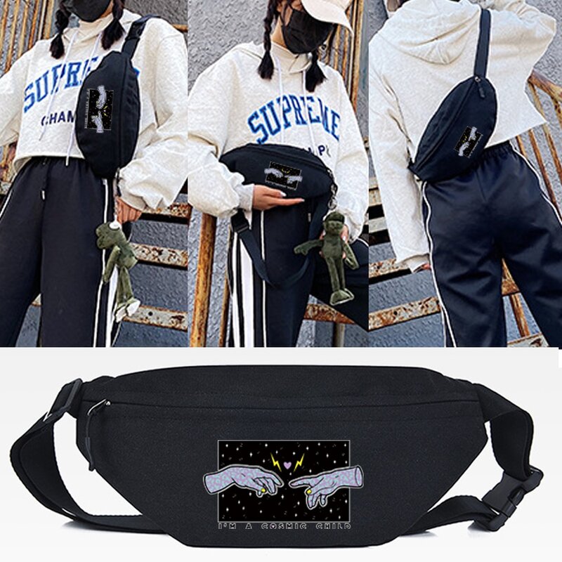 Unisex Waist Bag Chest Pack Outdoor Fitness Sports Crossbody Bag Hand Printing Casual Travel Belt Bag Fashion New Shoulder Packs