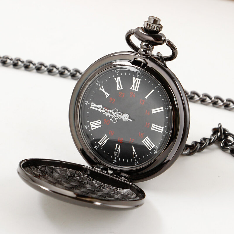 นาฬิกาควอตซ์คลาสสิกแบบพกพาสร้อยคอเหล็กคุณภาพสูงทรงกลมวินเทจของขวัญสำหรับคุณพ่อ