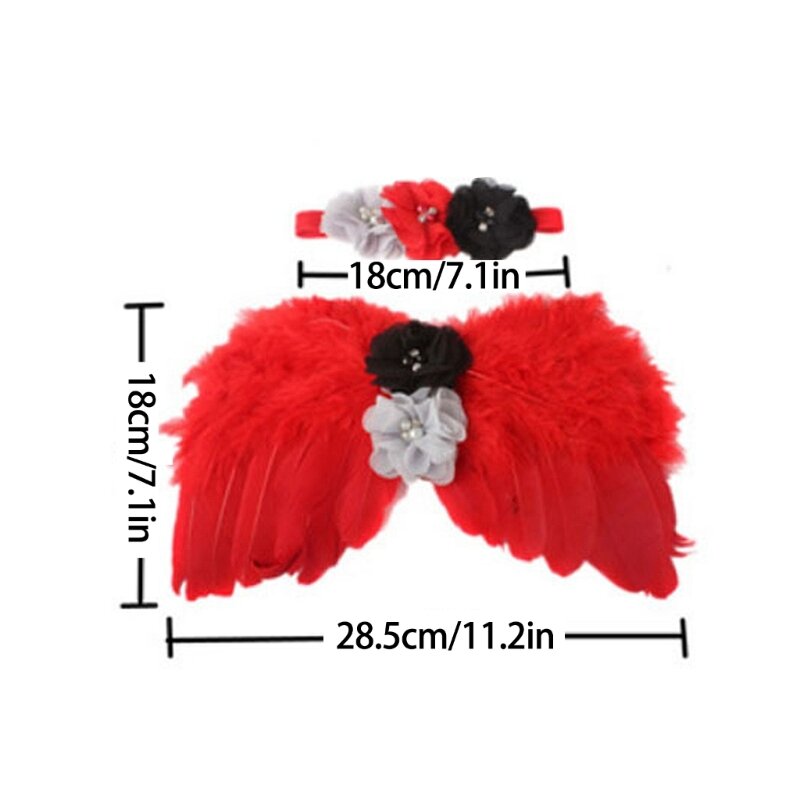 Baby Angel Costume Feather Wing with Matching Flower Headdress Soft and Comfortable Studio Props for Special Moments
