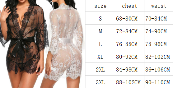 Porno Women Sexy Lingerie Dress trasparente scollo a v Nightwear Lace Babydoll Erotic Sleepwear Robe g-string Sex Costume