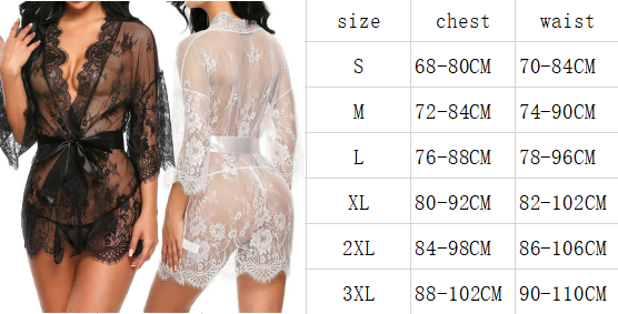 Robe de nuit transparente en dentelle pour femmes, Lingerie Sexy, col en v, nuisette érotique, string, Costume sexuel