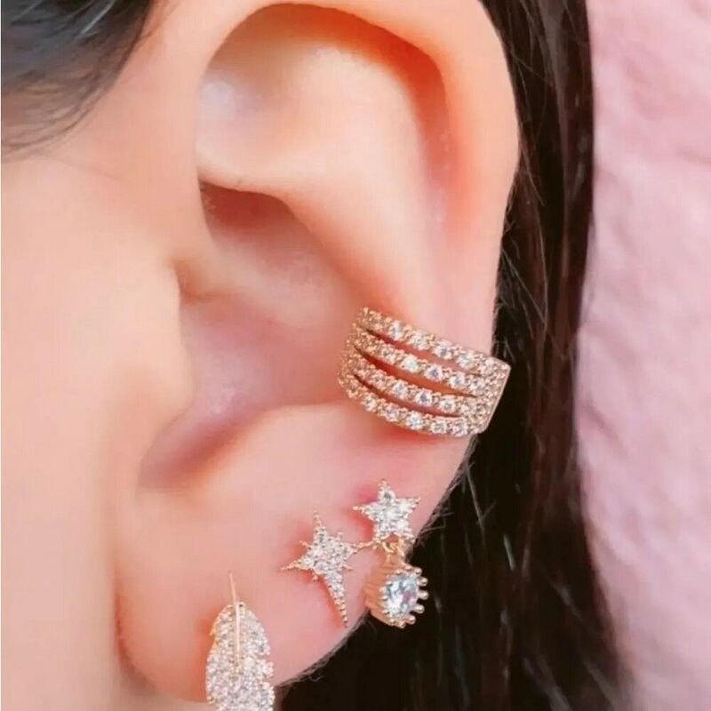 Clip de oreja escalador para mujer, CZ sin perforaciones, forma de C, geométrico, pequeño, envoltura de oreja, regalos de joyería, 1 pieza