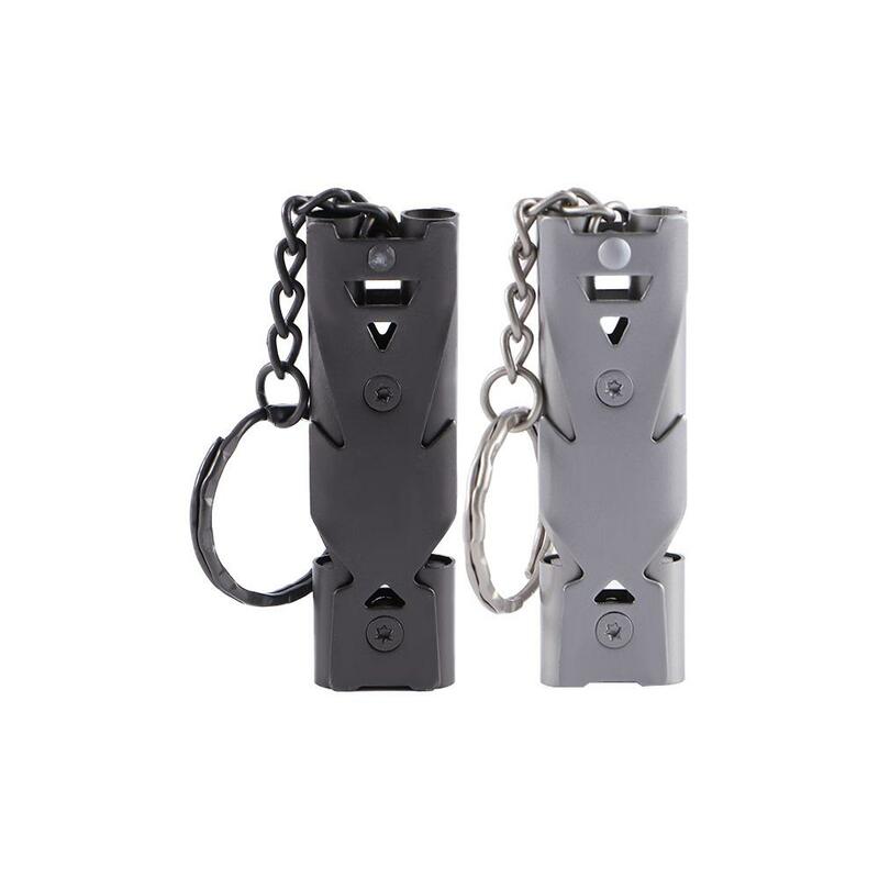 Stainless Steel Portable Keychain Whistle, Outdoor High Decibel, Double Pipe, Emergency Survival, Multifunction Tools, 1Pc