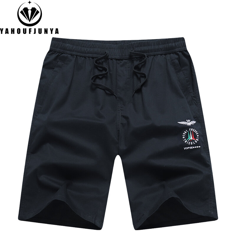 Men Summer Solid Color Cotton Casual Thin Straight Shorts Men Outdoor Casual Elastic Breathable High-Quality Design Short Male