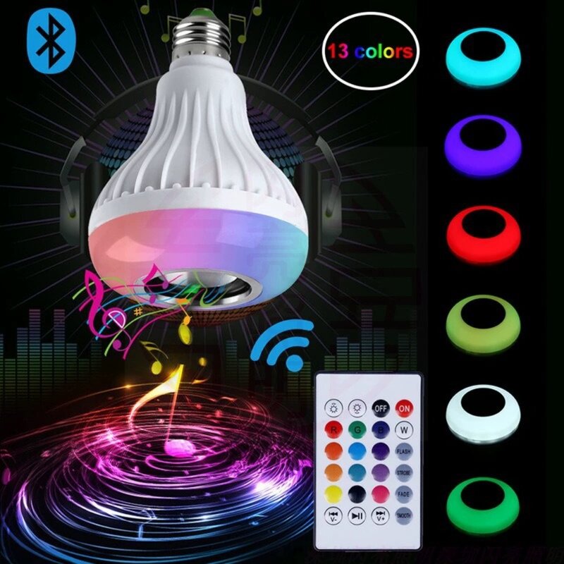 Lampu musik LED nirkabel RGB warna-warni, lampu penerangan dengan Speaker Bluetooth pintar kendali jarak jauh darurat lampu musik