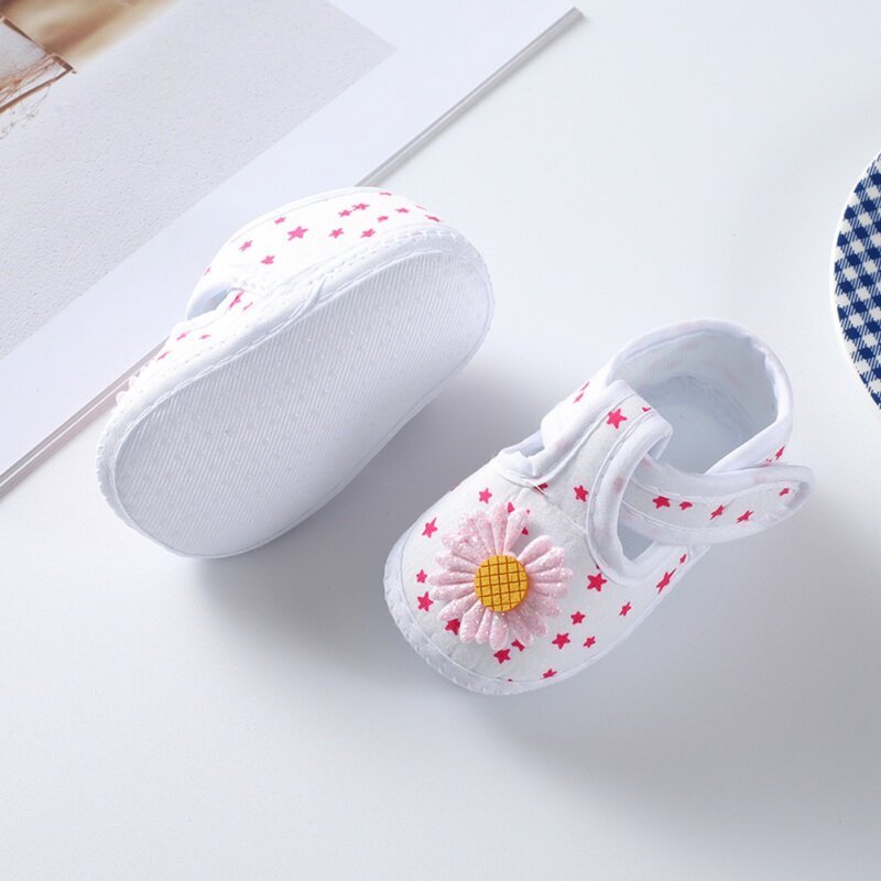 Newborn Baby Girl First Walkers Soft Sole Crib Toddler Shoes Infant Baby Girls Cute Floral Bow Shoes