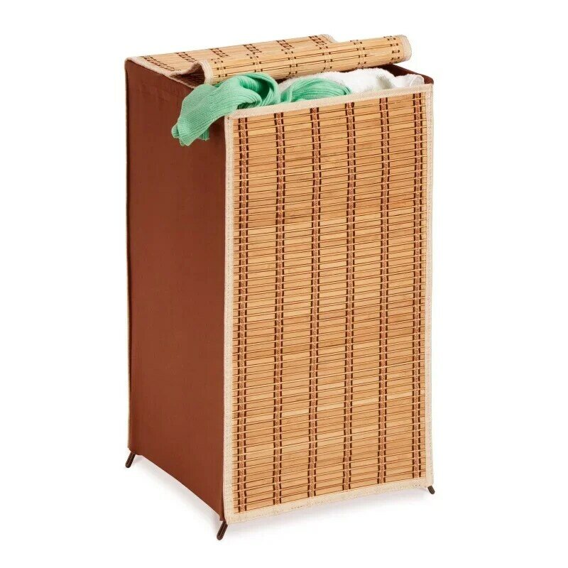 Honey-Can-Do Bamboo Wicker Laundry Hamper with Lid, Natural