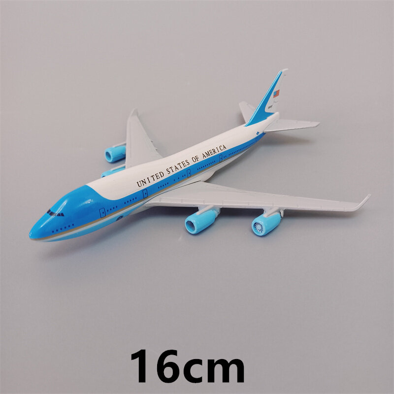 Model pesawat terbang logam paduan, 16cm/20cm Amerika Serikat Air Force One B747 Mediterania 747 pesawat Diecast