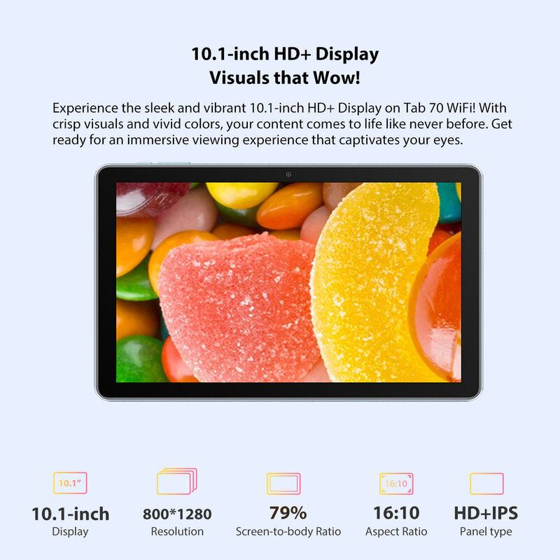 Blackview Tab 70 WIFI планшет Android 13 10,1-дюймовый HD дисплей 4 ГБ 64 ГБ 6580 мАч аккумулятор 2.4G/5G wifi планшеты ПК