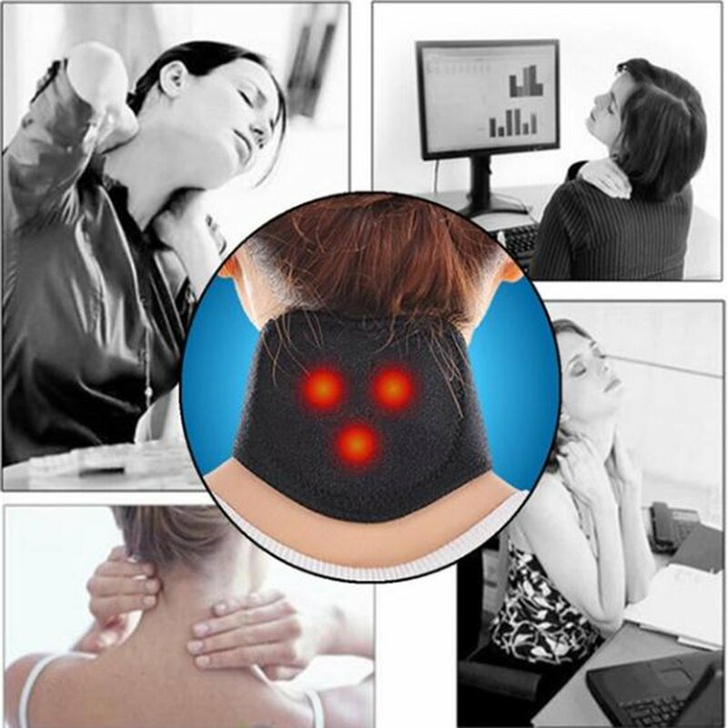 Повязка на шею, шейный пояс, турмалиновый самонагревающийся магнитный терапевтический бандаж, облегчение боли, защита шейного отдела позвоночника, забота о здоровье