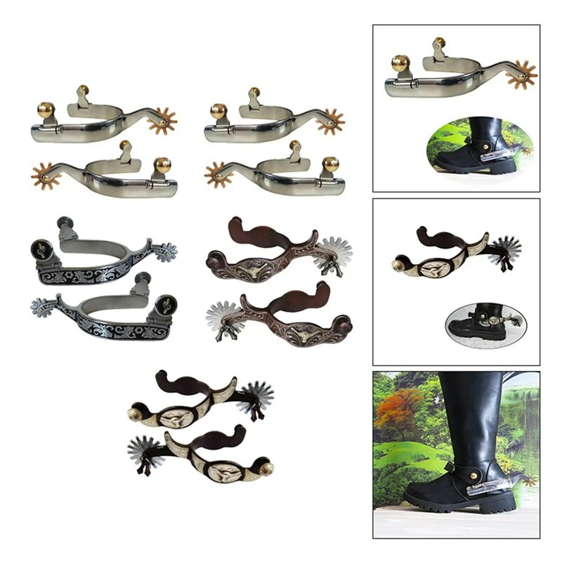 Pieces Horse Engraved Western Spur Horse Riding for Equestrian Training Equipments