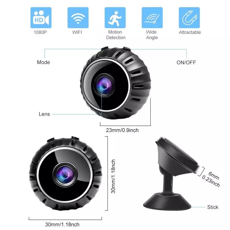 Smart Home Mini Camera WiFi Security Remote Monitor Surveillance Cameras 1080P HD Web Video Wireless Outdoor Sensor Camcorder