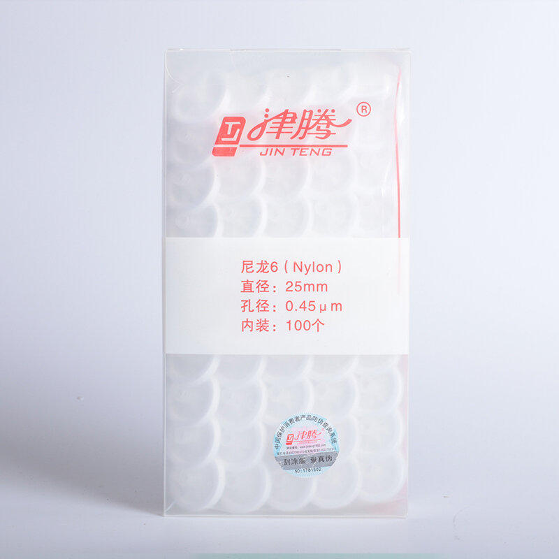 Filtro de jeringa de nailon desechable, membrana de miliporo, 100/0,22/0.8um, 13mm/25mm, lote de 0,45 unidades