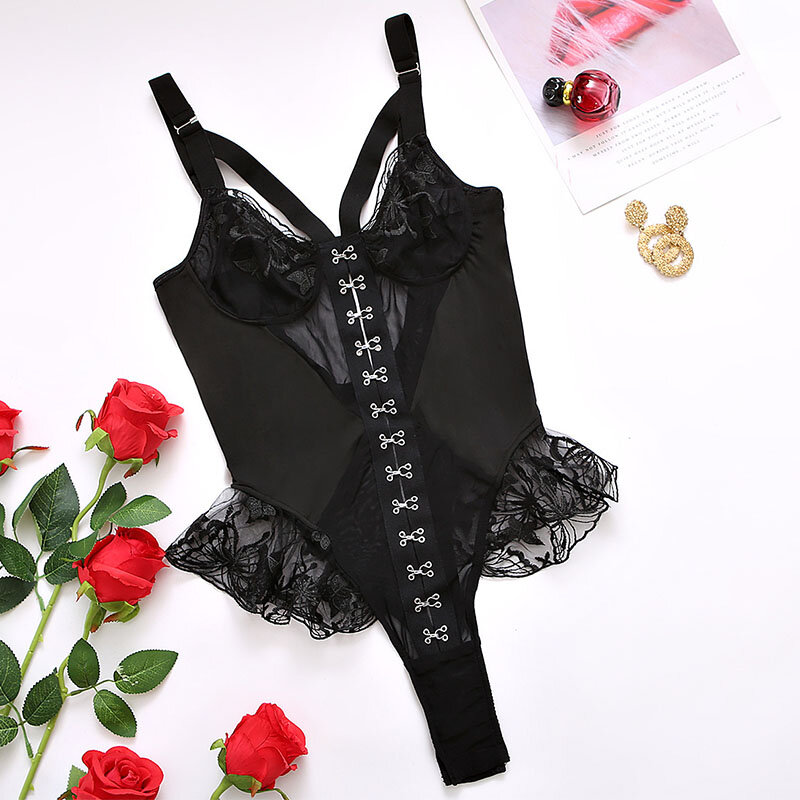 New Ruffled Skirt Corset Ladies Lace Embroidered Lingerie Push up Comfortable Fit Bodysuit European Exquisite Jumpsuit