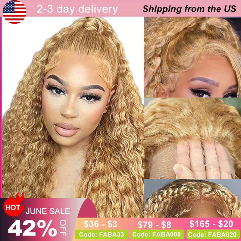 32 Inch Blonde Curly Lace Front Wig Human Hair With Baby Hair 13x4 Lace Front Wig 27 Blonde Deep Wave Brazilian Human Hair Wigs