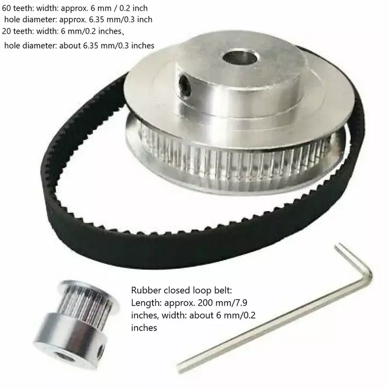 Tool Synchronous Belt Wheel Kit Wheel Kit Practical Useful Convenient Silver And Black Timing With 20 And 60 Teeth