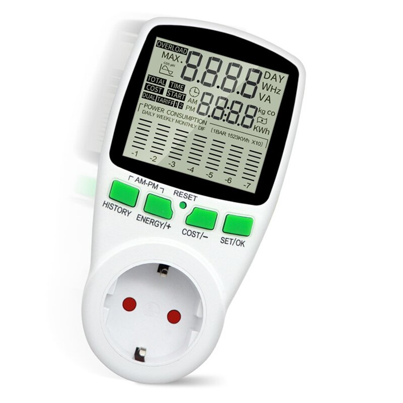 Medidor De Energia Digital AC Wattmeter Wattagem, Eletricidade Kwh, Analisador De Potência, Soquete Do Monitor, Plug UE