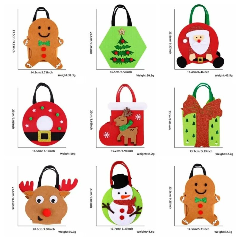حقيبة هدايا كرتون لشجرة عيد الميلاد للأطفال الصغار ، الأيايل ، سانتا كلوز ، رجل الثلج ، خبز الزنجبيل ، حقيبة يد للأطفال ، كيس حلوى ، عشية