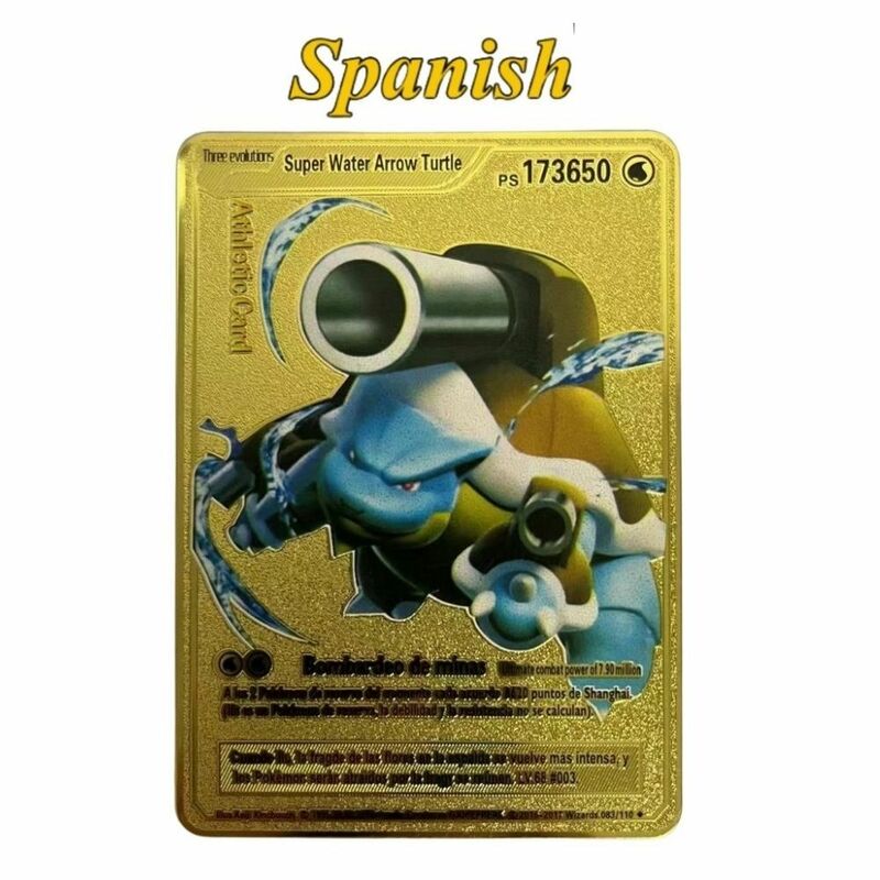 Испанские Покемоны золотые металлические Покемоны карты испанские жесткие железные карты mewtwo pikachu gx charizard vmax посылка Коллекция игр