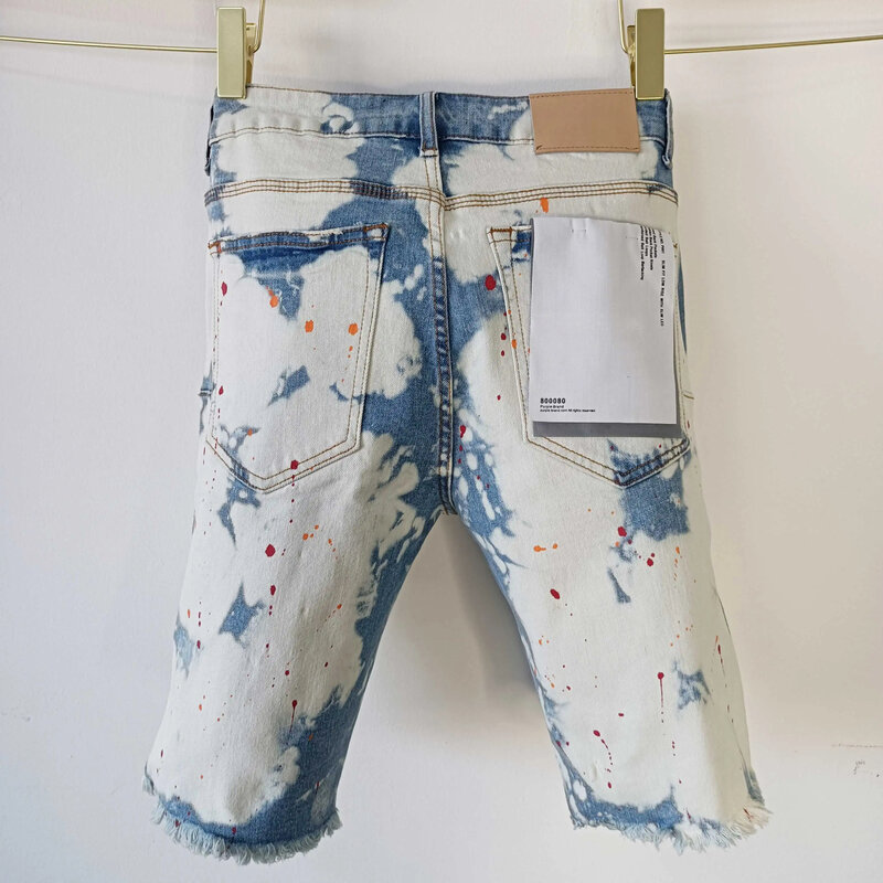 Pantaloni medi con bordi elastici alla moda di marca ROCA viola nuovi di alta qualità pantaloni corti in Denim lavato di colore chiaro irregolare