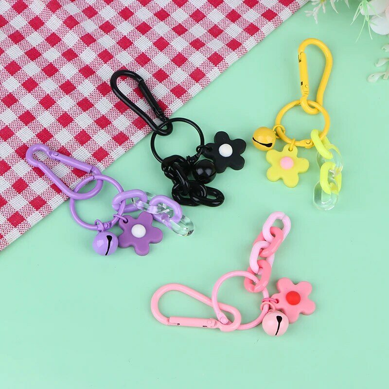 New Korean Colorful Flowers Keychain Car Keyring Pendant For Girls Bag Ornaments Fashion Hanging Decorations