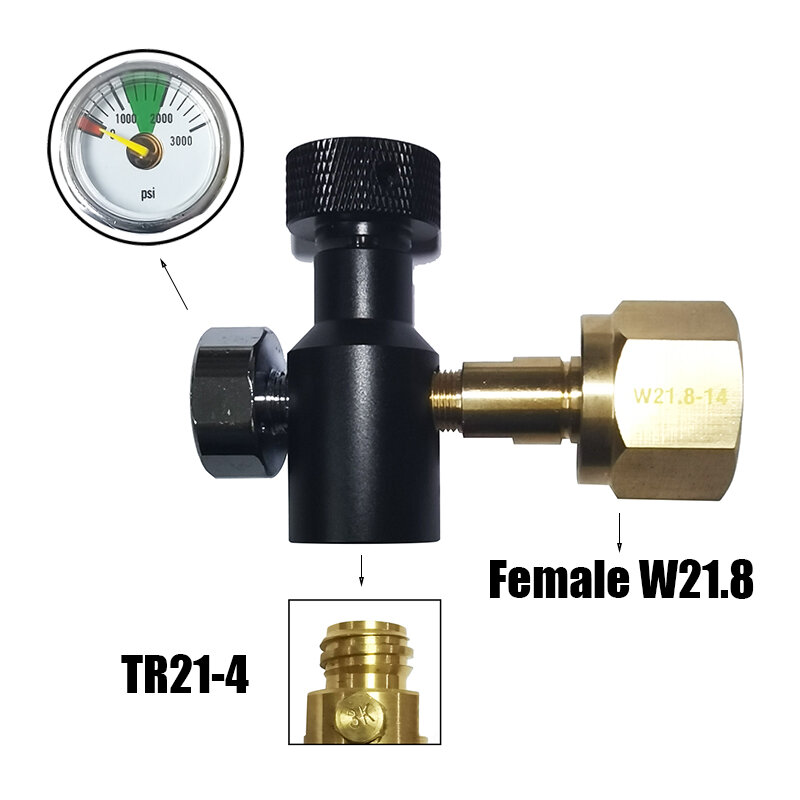 New Model Soda Water CO2 Cylinder Refill Adapter Connector Gas Regulator Tank Aquarium Homebrew Tr21-4 to W21.8-14