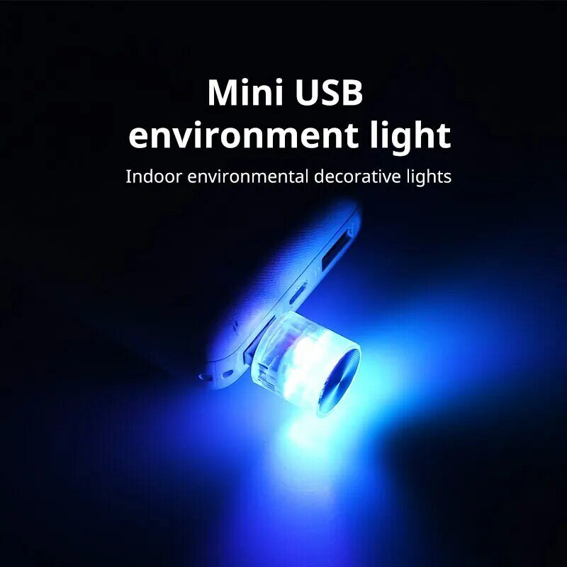 Carro Mini USB LED Luz Ambiente Lâmpadas Decorativas Atmosfera para Ambiente Interior Auto PC Computador Portátil Plug Play Luz