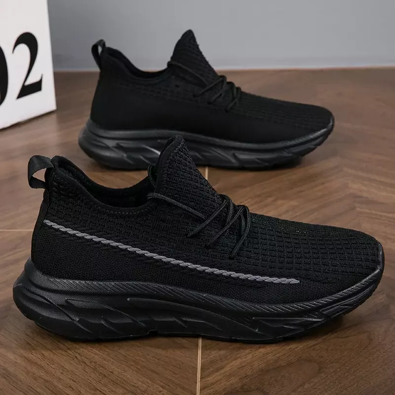 Men's Sneakers Running Shoes Knit Athletic Sports Jogging Trainers Comfortable Walking Gym Shoes Mesh Fabric Lace Up Outdoor