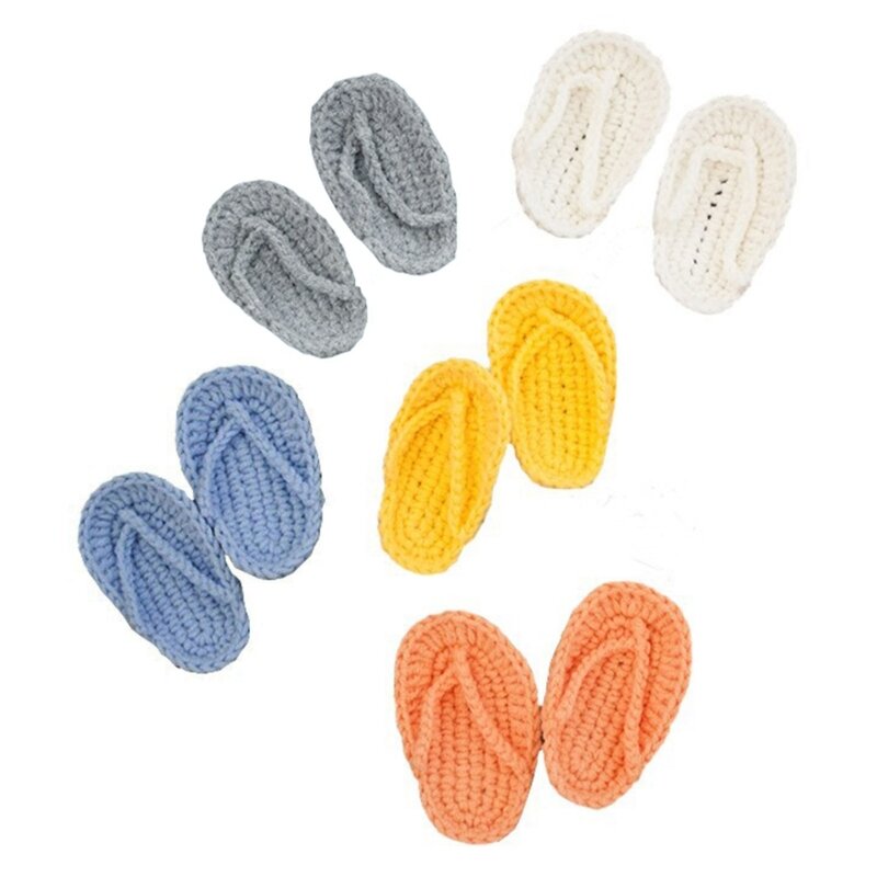 2 Pcs/Set Newborn Photography Prop Knitted Slippers Photo Crochet Shoes