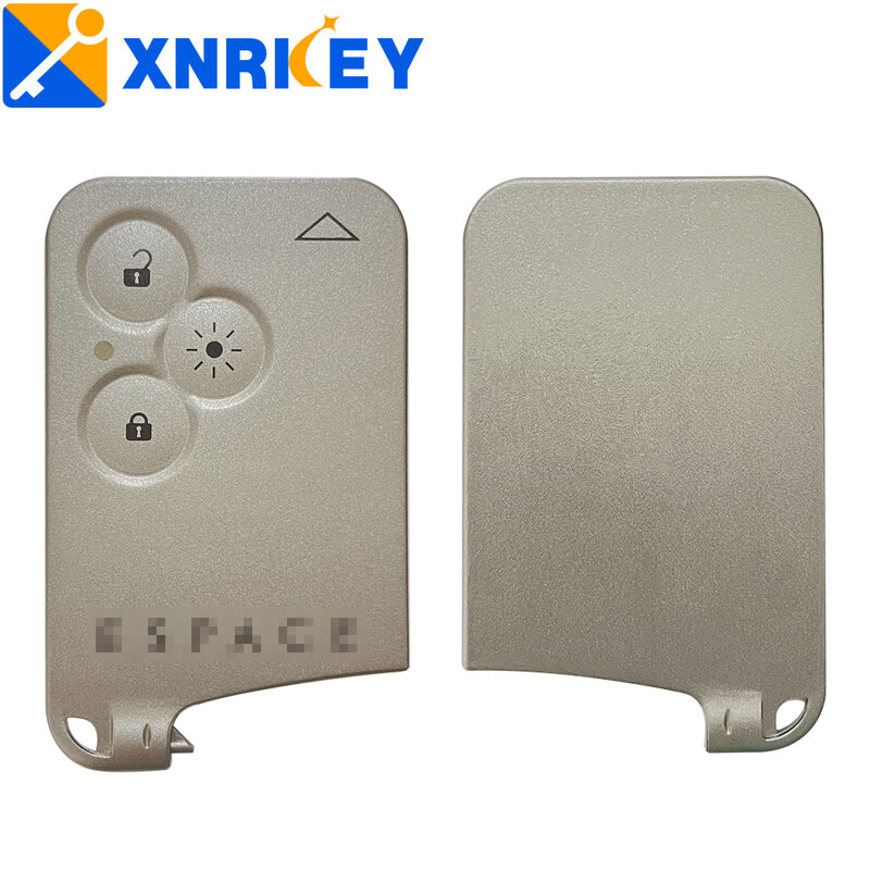 Xnrkey 3 botão cartão remoto escudo botão de iluminação para renault espace cartão chave escudo sem lâmina com palavras sem logotipo