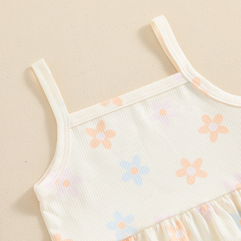 2024-04-03 Lioraitiin 6M-4Y Kid Baby Girls Clothes Set Flower Print Sleeveless Camisole with Flare Pants Summer Outfit
