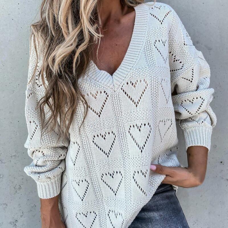 Стильный весенний свитер, пуловер с длинным рукавом и V-образным вырезом, однотонный, повседневный пуловер, зимний свитер