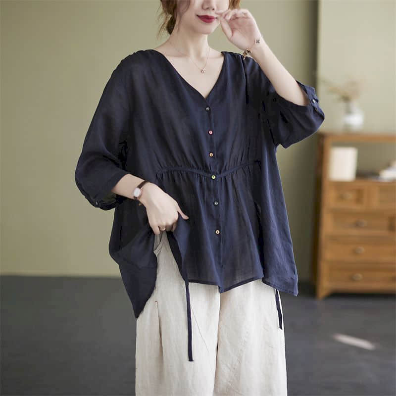Pants Set Summer Korean Style Casual Vintage Loose Casual Quarter Sleeve Shirts and Harem Pants Two Piece Sets Womens Outfits