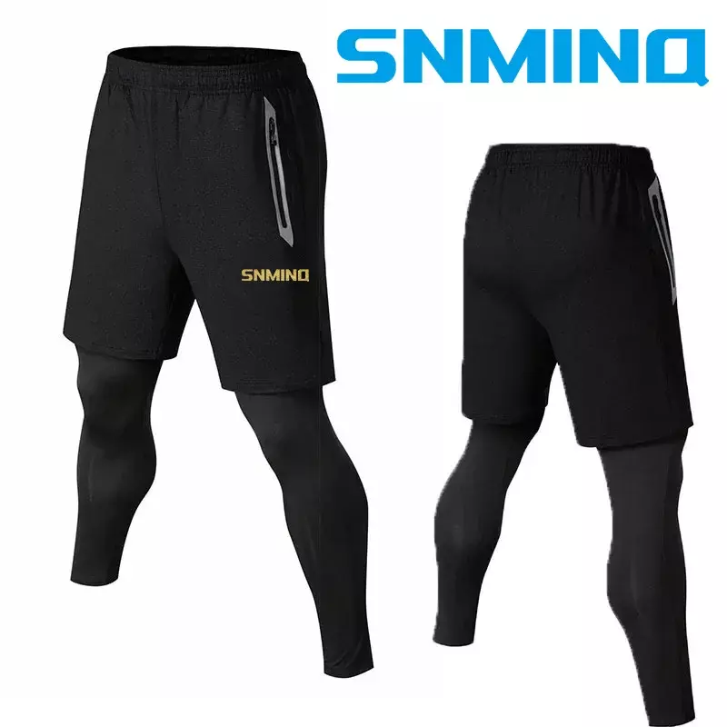 Pantalones deportivos 2 en 1 para hombre, ropa interior ajustada con bolsillo y cremallera, para entrenamiento, 2024