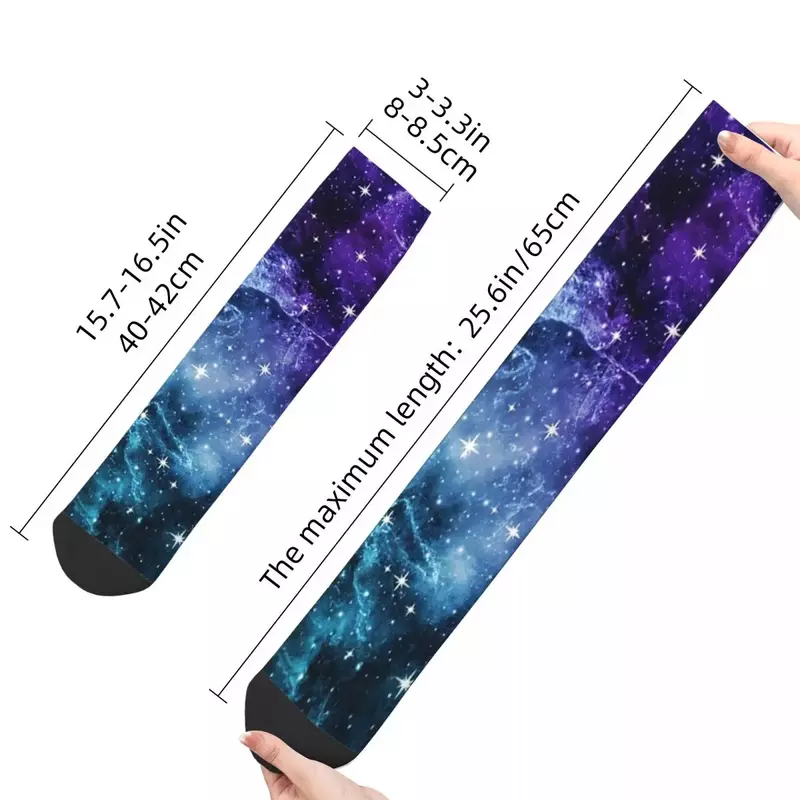 All Seasons Crew Stockings Purple Teal Galaxy Nebula Dream Socks  Fashion Hip Hop Long Socks Accessories for Men Women Gifts