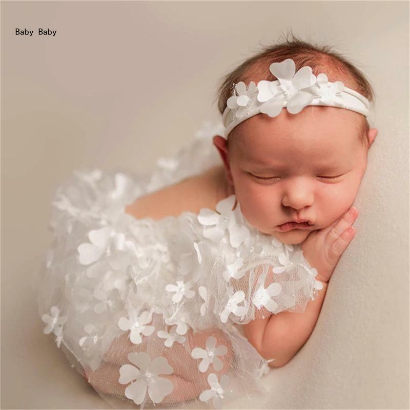 Alat Peraga Fotografi Bayi Baru Lahir Cantik Bodysuit Baju Monyet Renda Pemotretan Bayi Perempuan Q81A