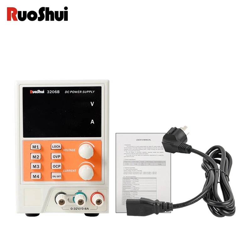 RuoShui-fuente de alimentación 3206 DC, interruptor regulado ajustable, 32V, 6A, canal único, 4Bits, entrada de 220V, OVP, reparación avanzada de teléfonos móviles