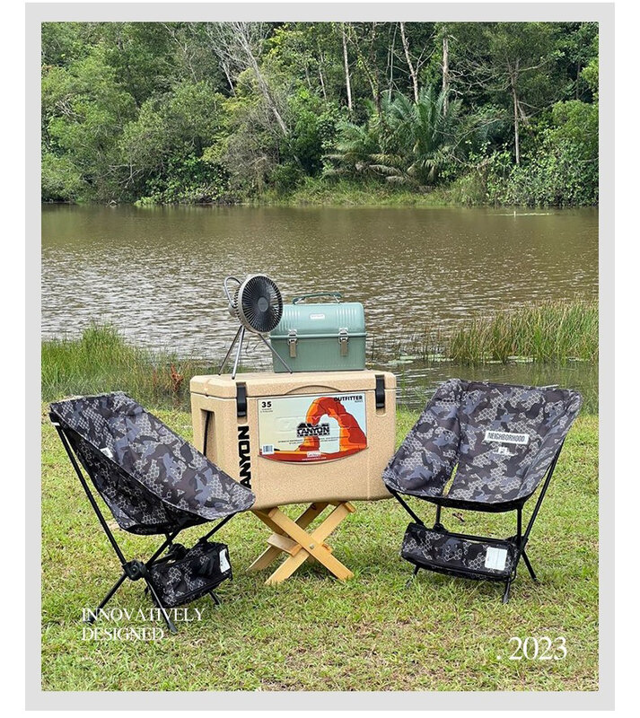 NBHD sedia da campeggio portatile pieghevole leggera con schienale basso e luna