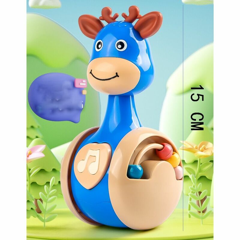 Deer Shape Doll Baby Toys Plastic Baby Rattles Tumbler Toy New Learning Toys for 0 12 Months Newborn Infant Skills Early