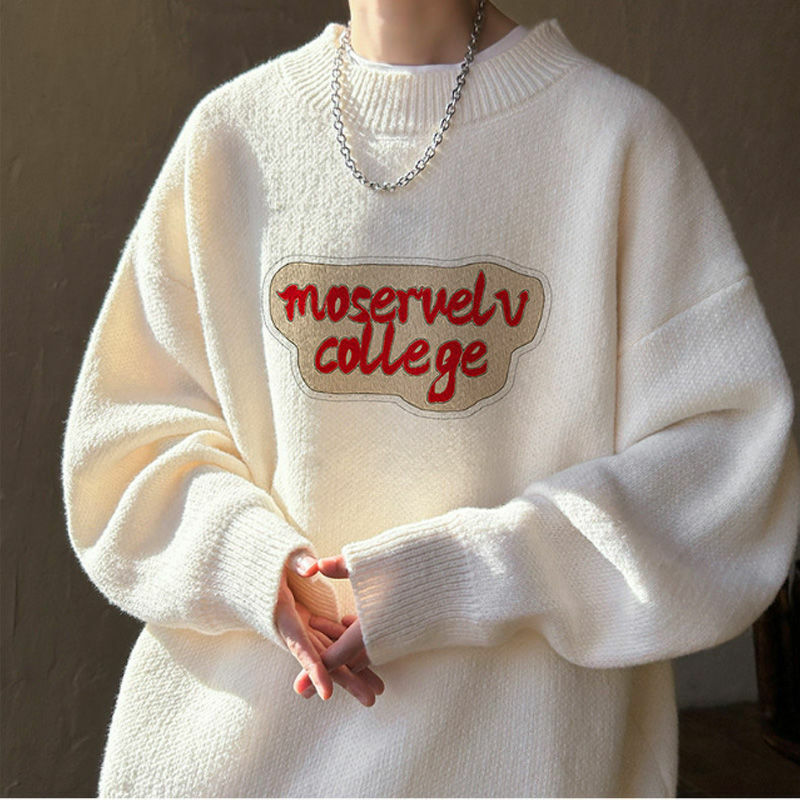 Sweter Kasual Amerika Pakaian Remaja Musim Gugur Musim Dingin Pria Pakaian Rajutan Ukuran Besar Atasan Mode Pasangan Pakaian Pria