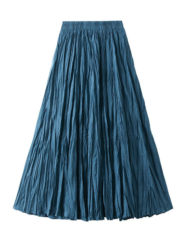 UCXQ 심플 럭셔리 멀티 솔리드 컬러 플리츠 스커트 여성용, 대형 밑단 주름 A 라인 스커트, 2024 용수철 가을 23A7004